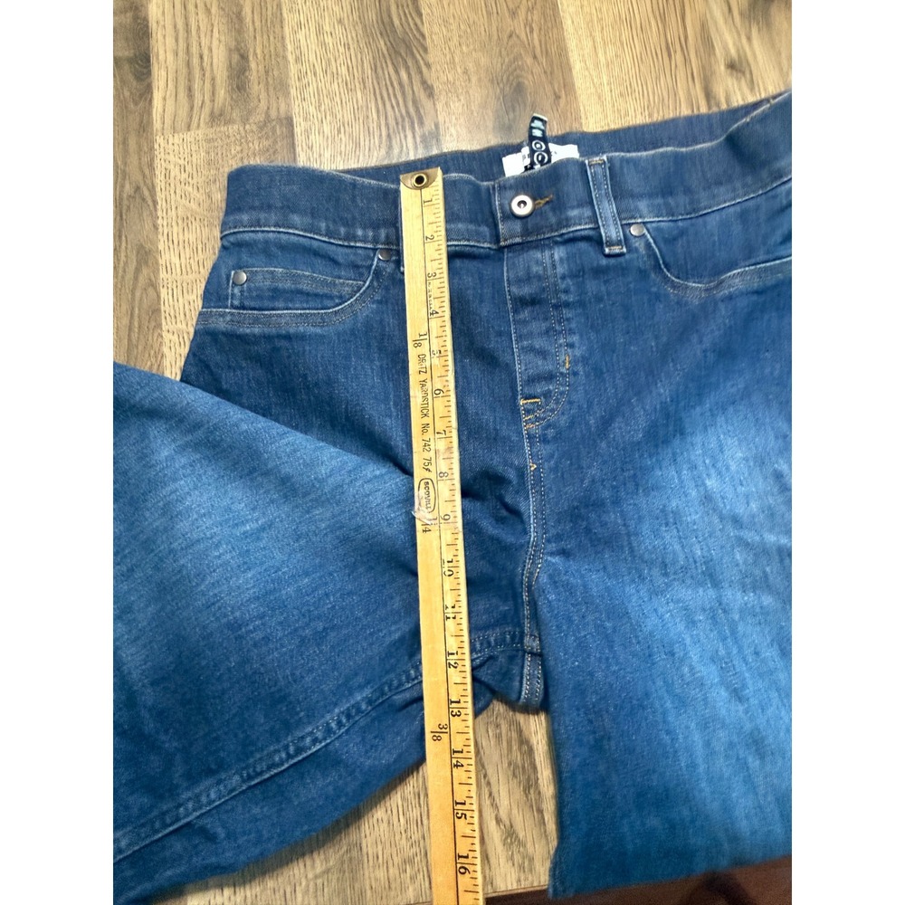 Spanx Wide Leg Jeans Womens Size L Blue Denim High Rise Pull On Excellent - Picture 10 of 13